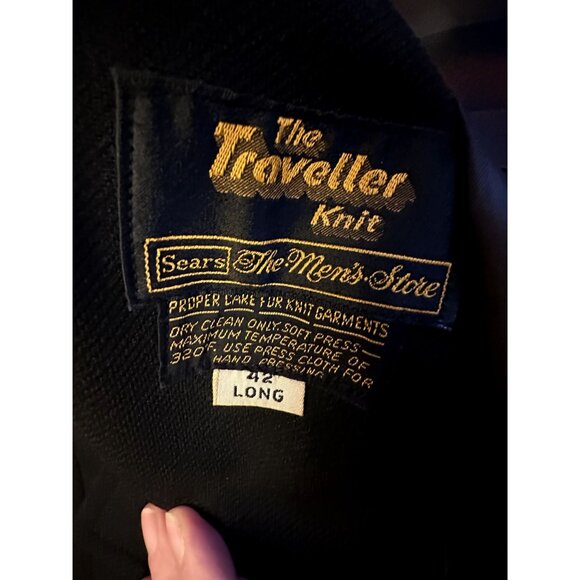 Sears Mens Store Traveler Knit Black Overcoat 44L - Picture 3 of 4